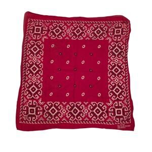 Vintage Made in USA Red Geometric Southwestern Bandana RN 13960